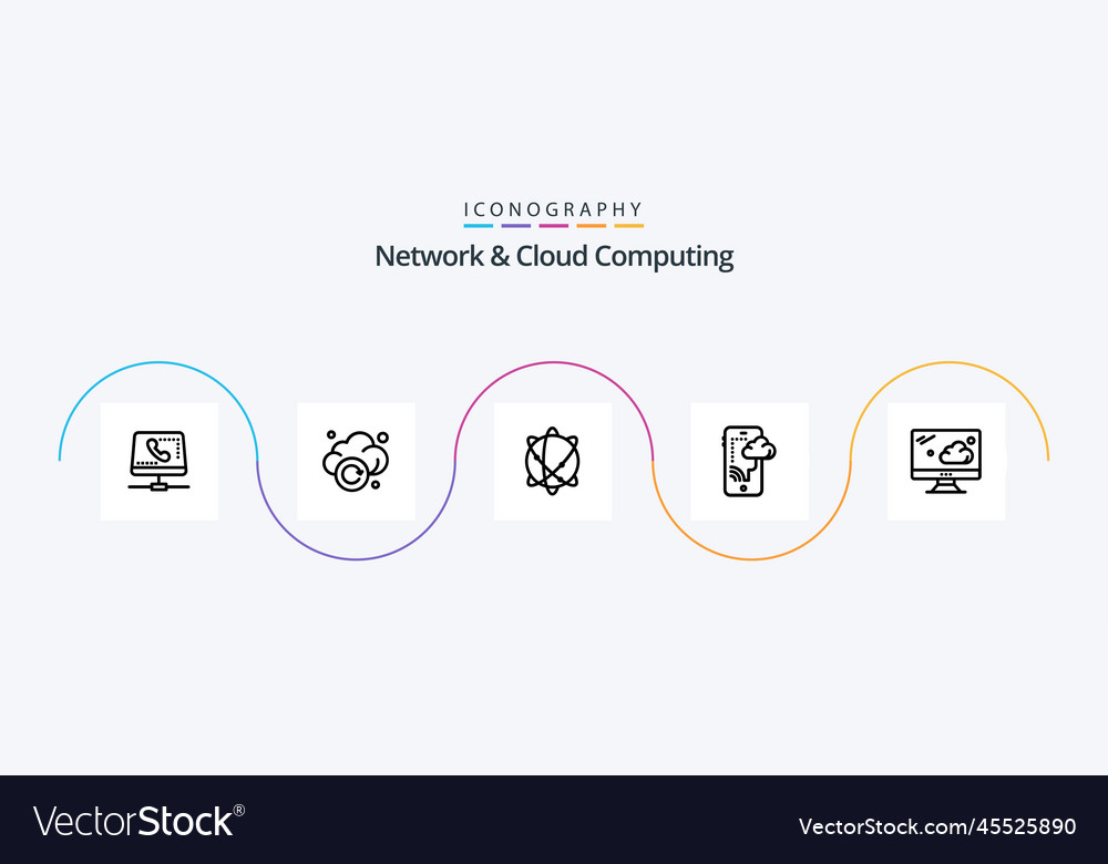 Network and cloud computing line 5 icon pack