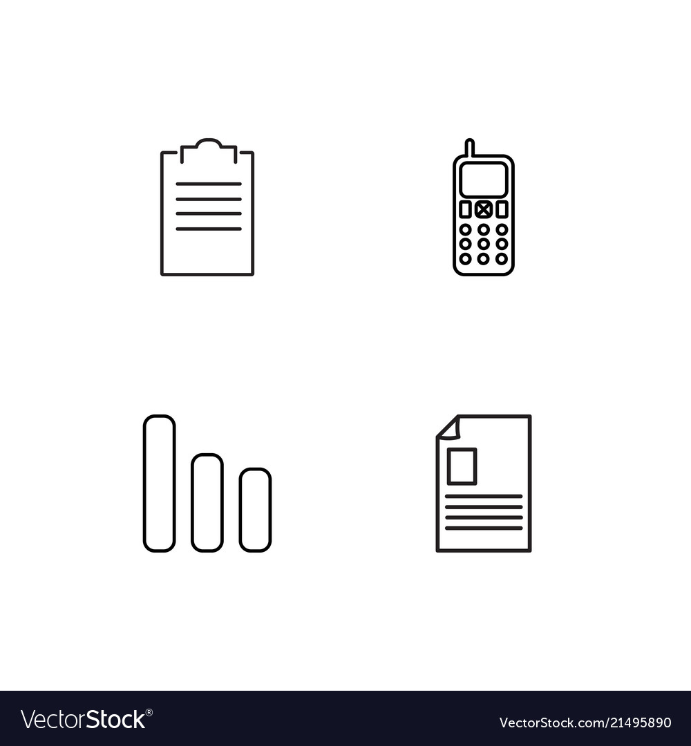 Office linear icons set simple outline