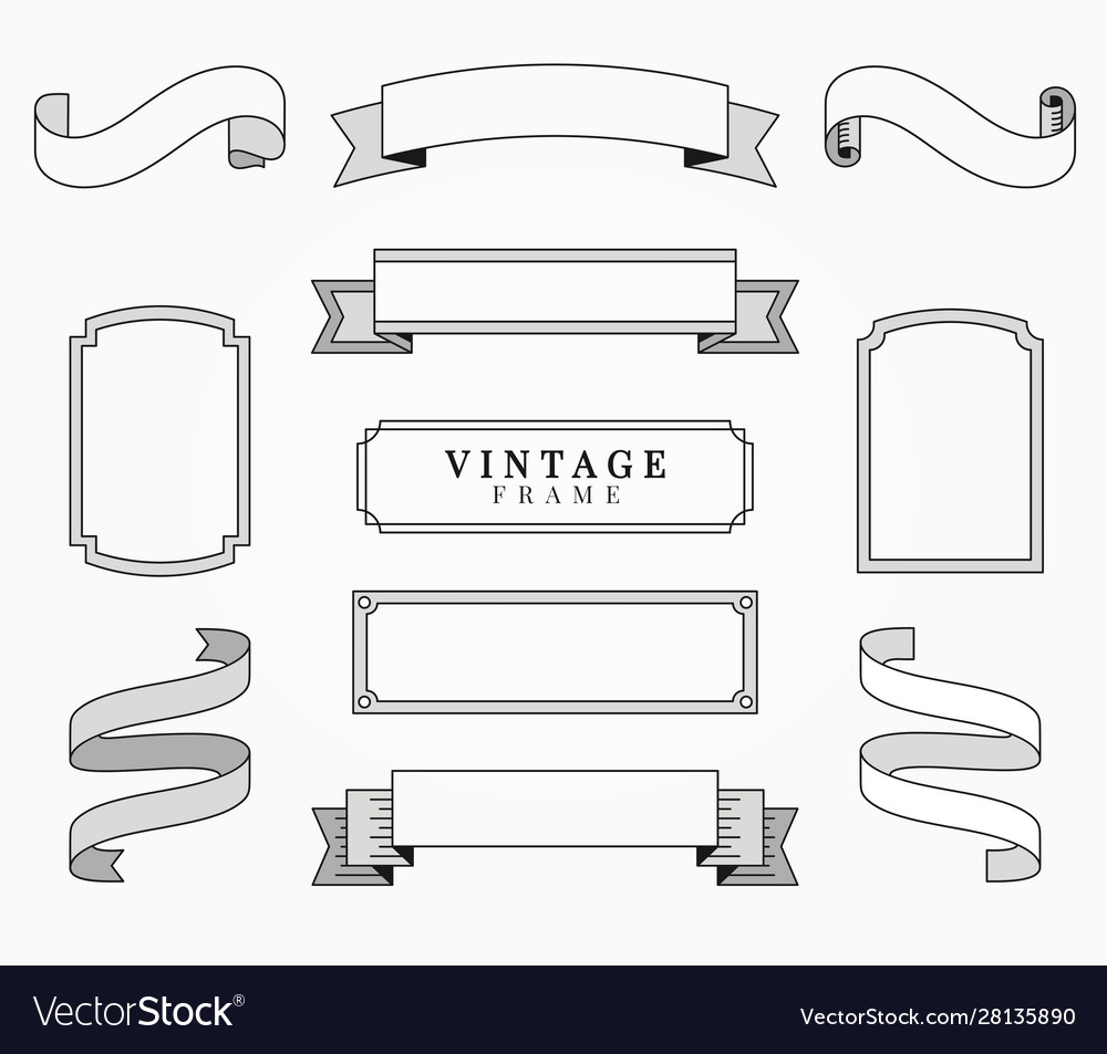 Ornamental frame and ribbons set