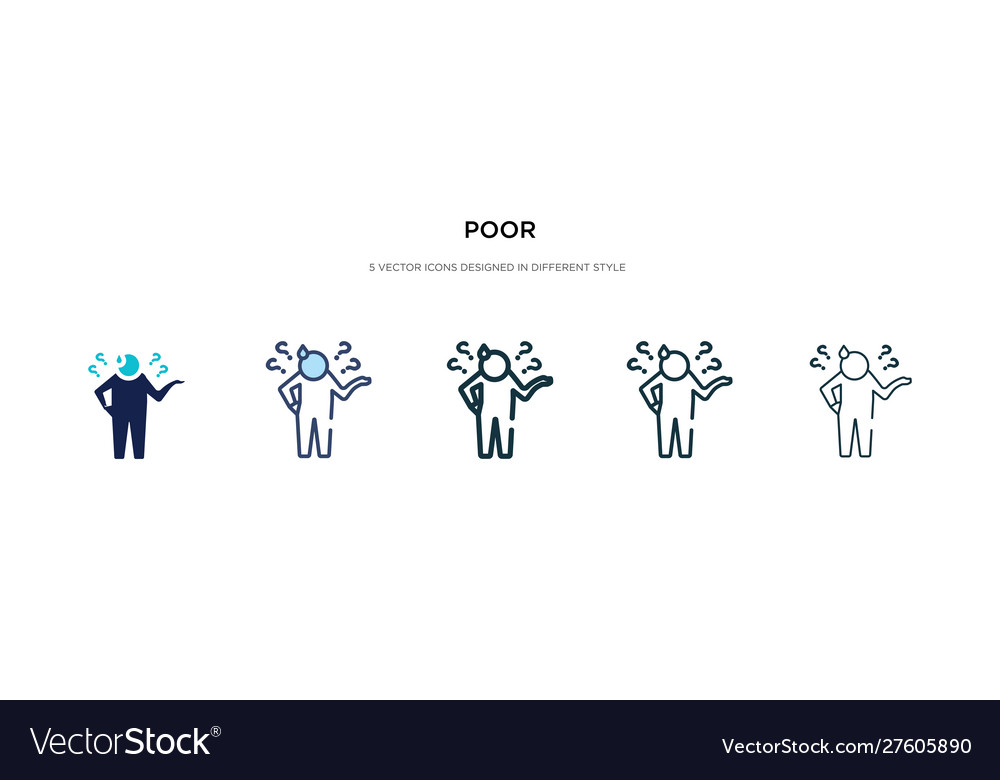 Poor icon in different style two colored vector image Poor icon in different style two colored