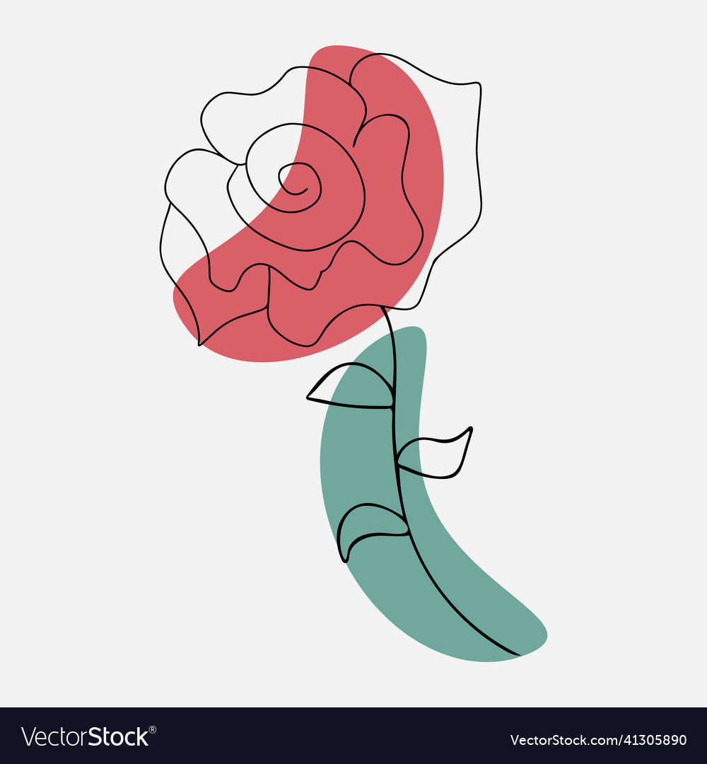 Rose in line art style for use print design vector image Rose in line art style for use print design