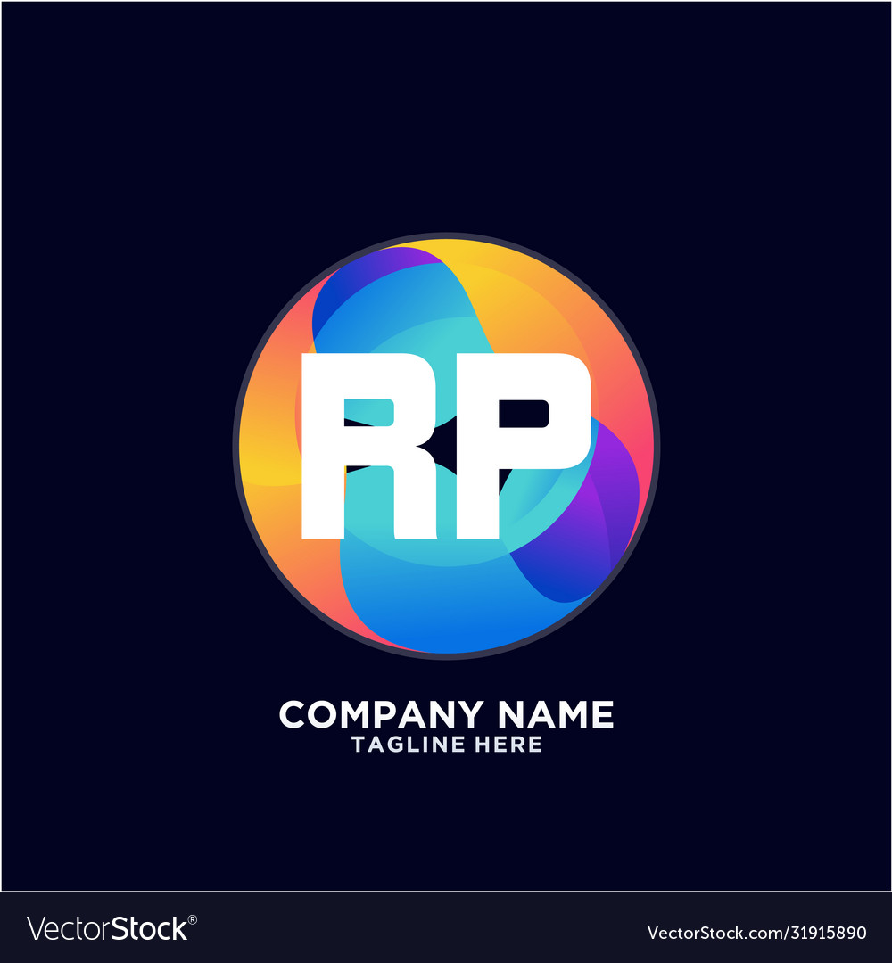 Rp initial logo with colorful circle template