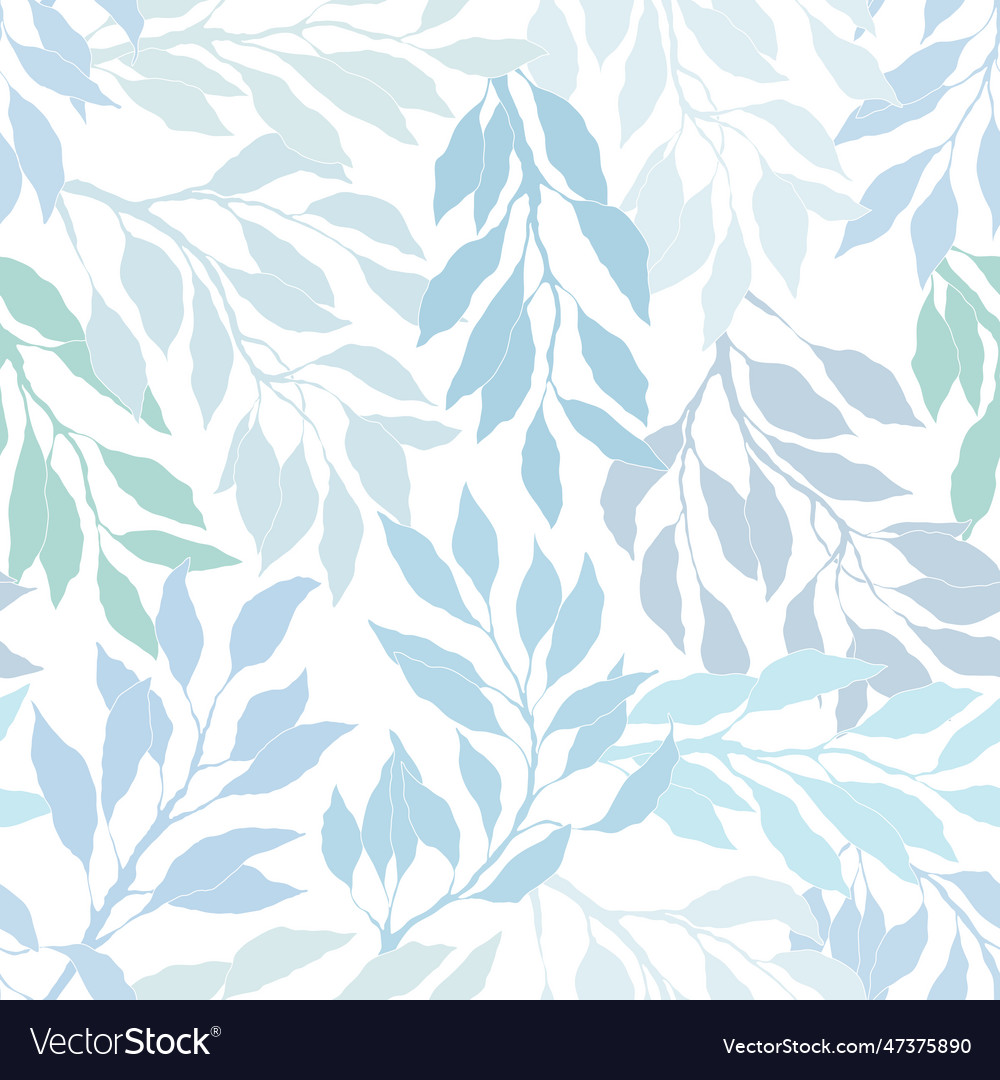 Seamless pattern with blue tree branches