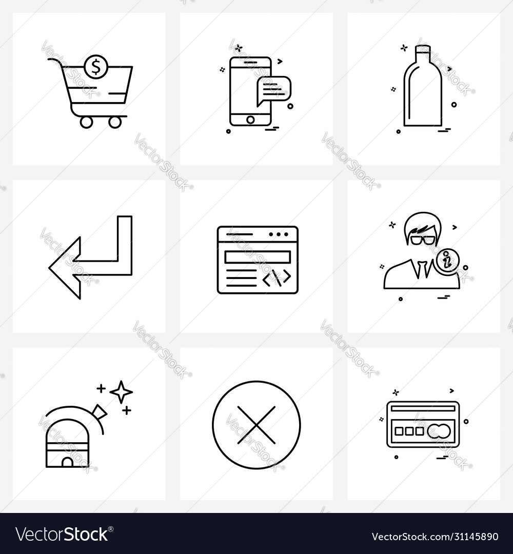 Set 9 simple line icons for web and print
