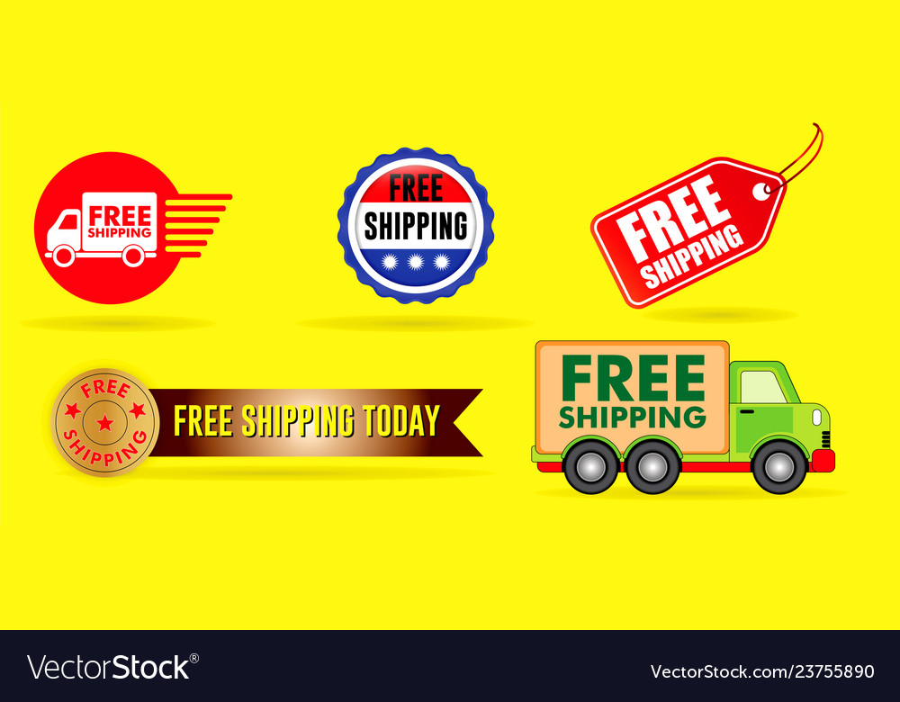 Set cardboard box free shipping Royalty Free Vector Image