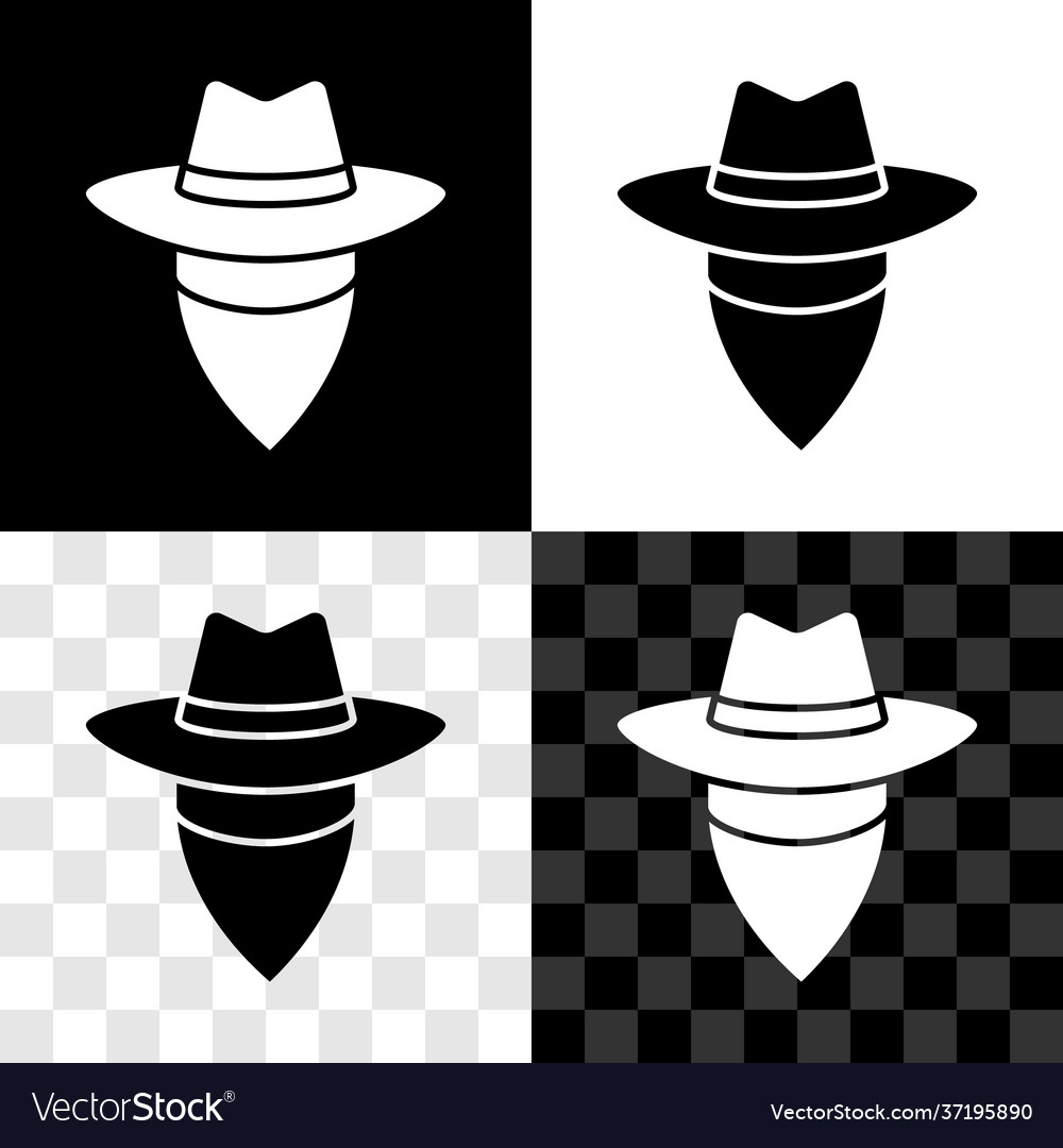 Set cowboy icon isolated on black and white