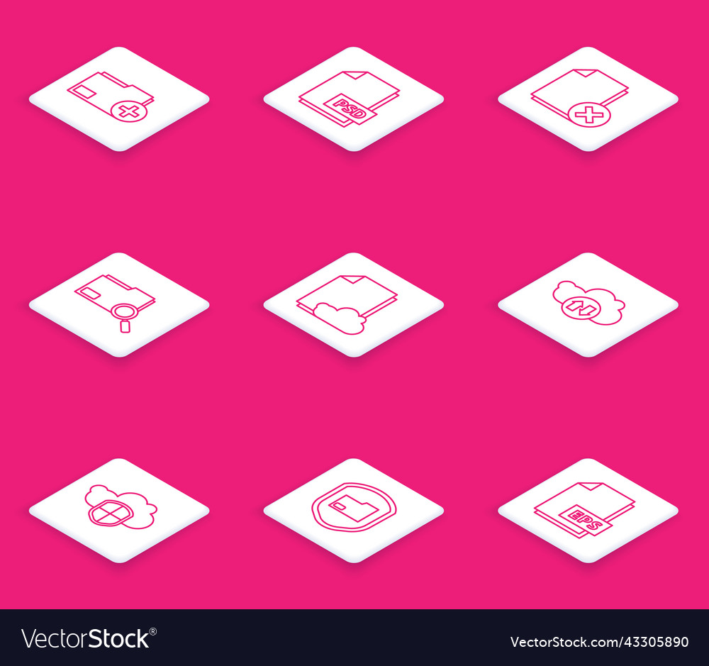Set line add new folder psd file document delete Vector Image Set line add new folder psd file document delete