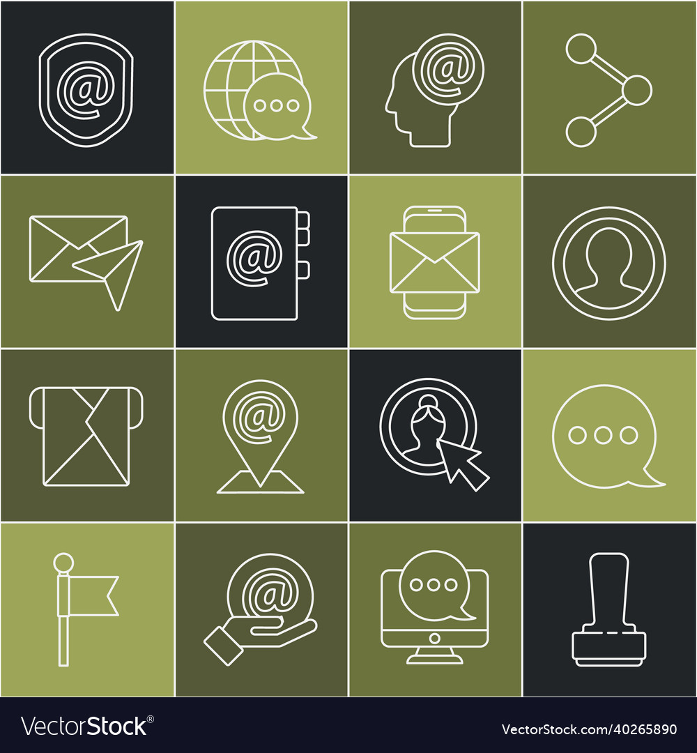 Set line stamp speech bubble chat create account vector image Set line stamp speech bubble chat create account