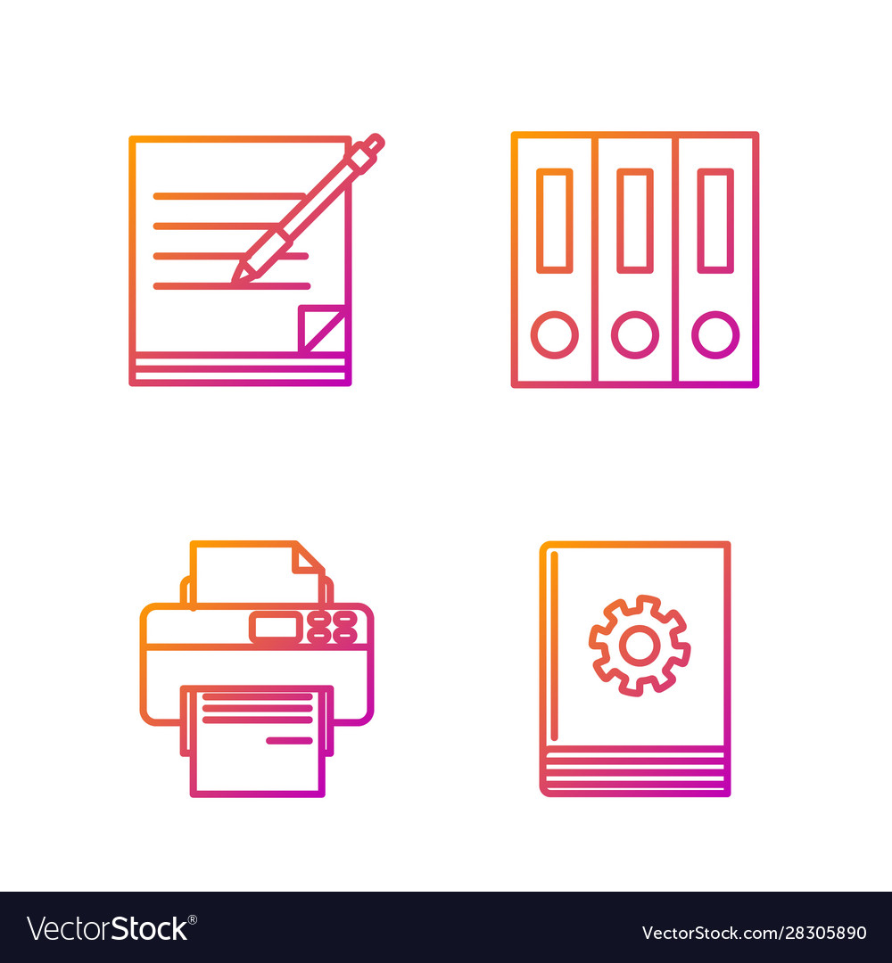 Set line user manual printer blank notebook Vector Image Set line user manual printer blank notebook