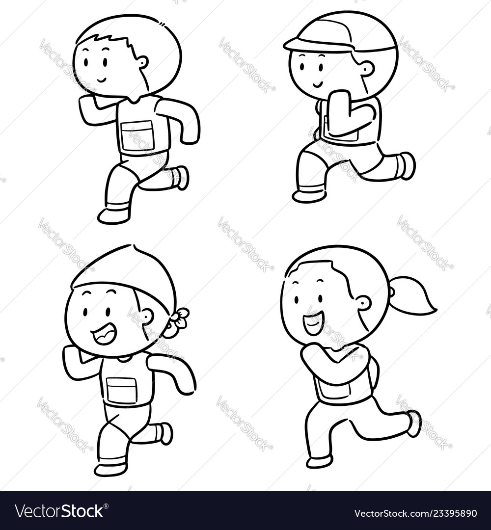 Set of people running