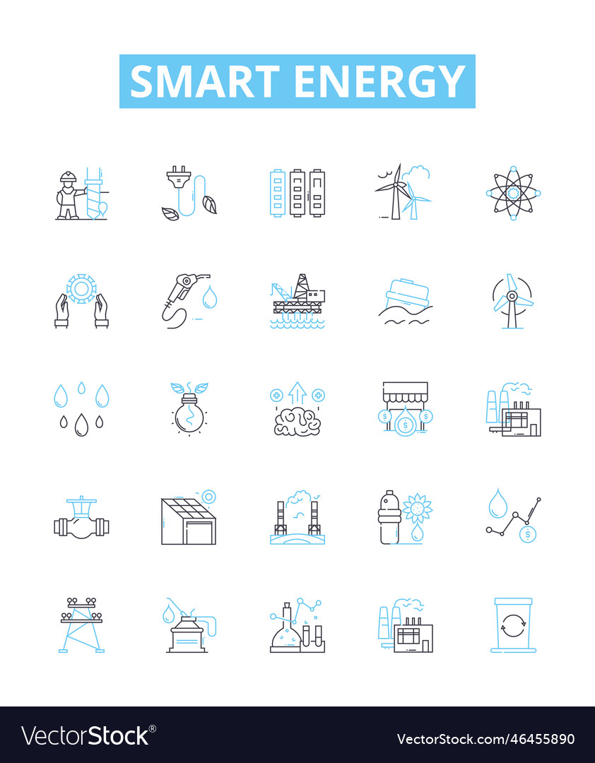 Smart energy line icons set