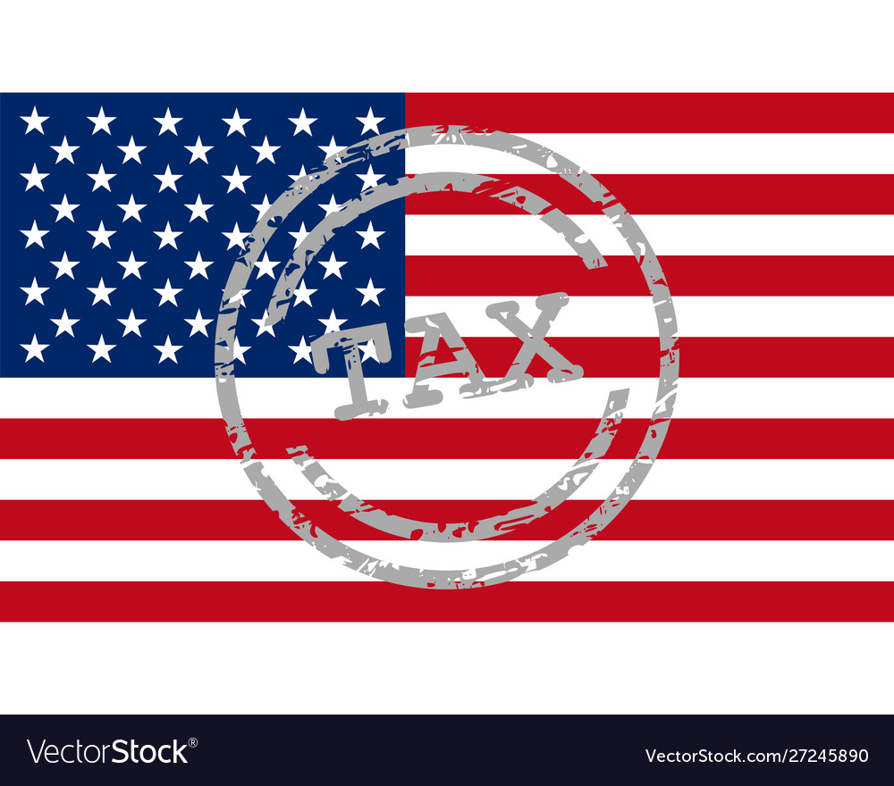 Tax stamp and flag usa