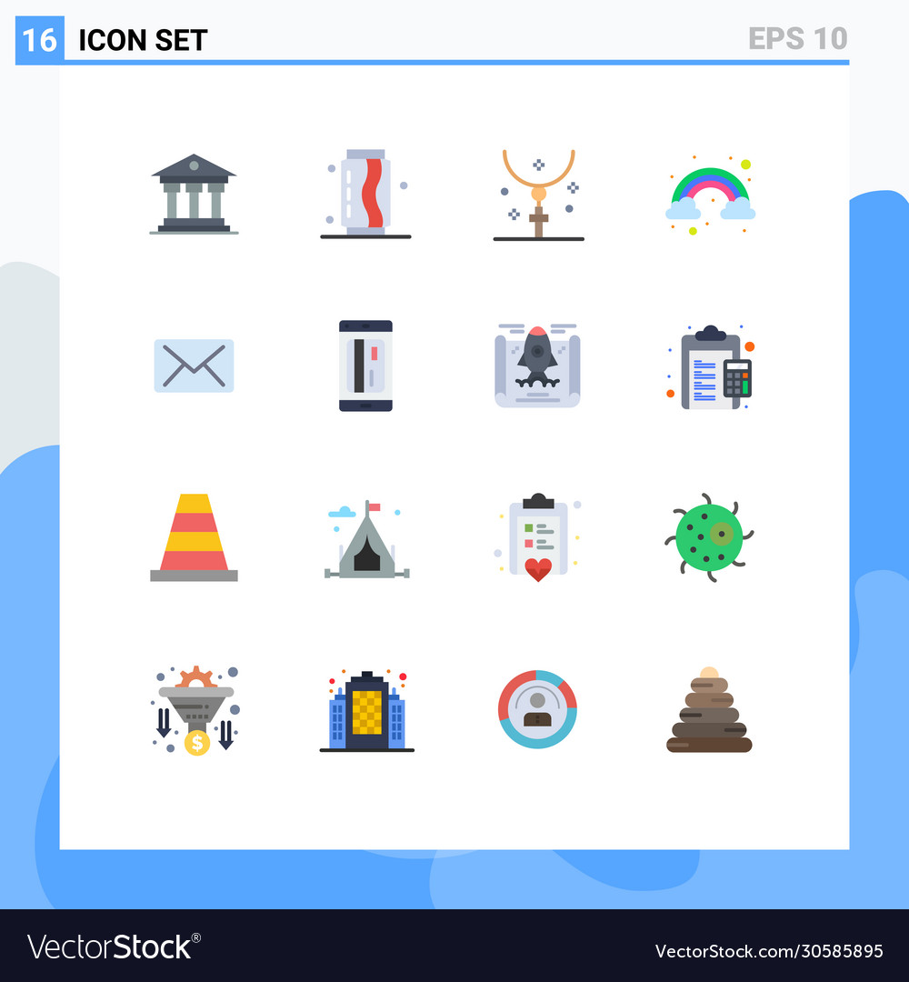 16 universal flat color signs symbols email