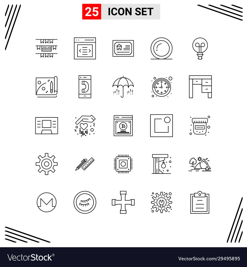25 icons line style grid based creative outline