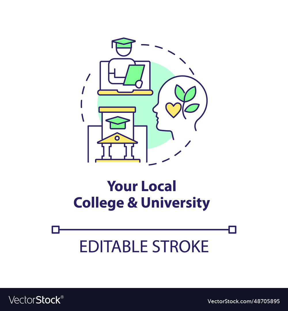 2d your local college and university linear icon vector image 2d your local college and university linear icon