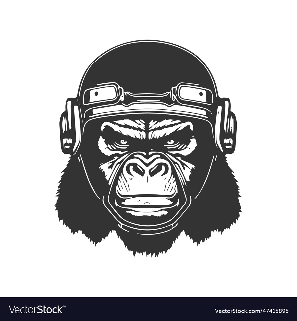 Ape symbol with a motorcycle helmet Royalty Free Vector