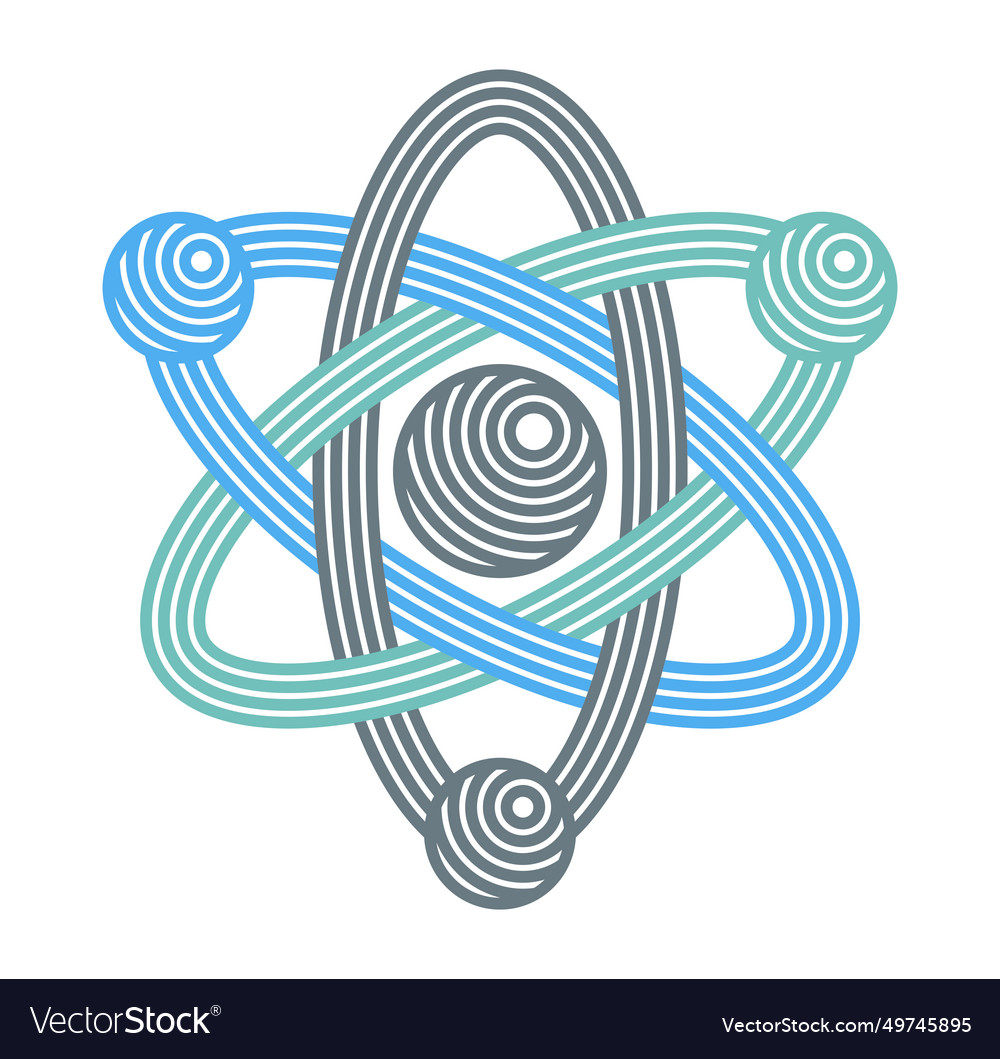 Atom symbol in modern linear style isolated vector image Atom symbol in modern linear style isolated