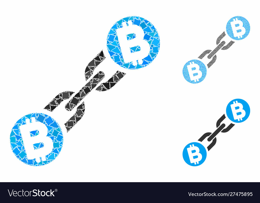 Bitcoin blockchain composition icon rough parts vector image Bitcoin blockchain composition icon rough parts