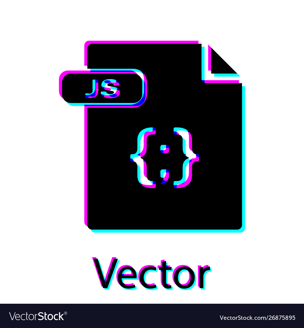 Black js file document download button icon vector image Black js file document download button icon