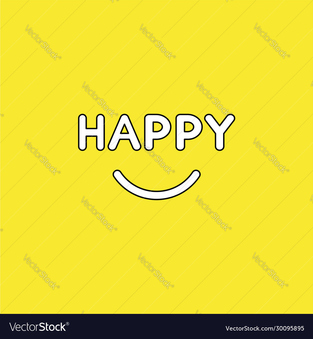 Concept happy text with smiling mouth