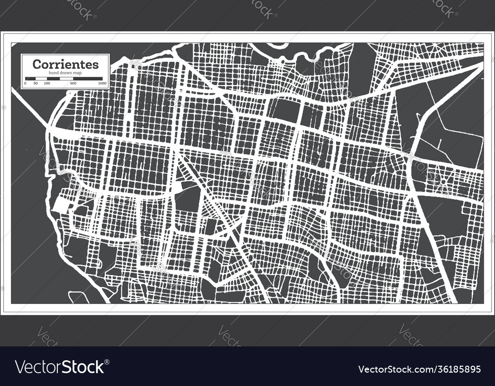 Corrientes argentina city map in black and white Vector Image