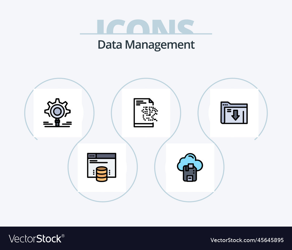 Data management line filled icon pack 5 icon Vector Image