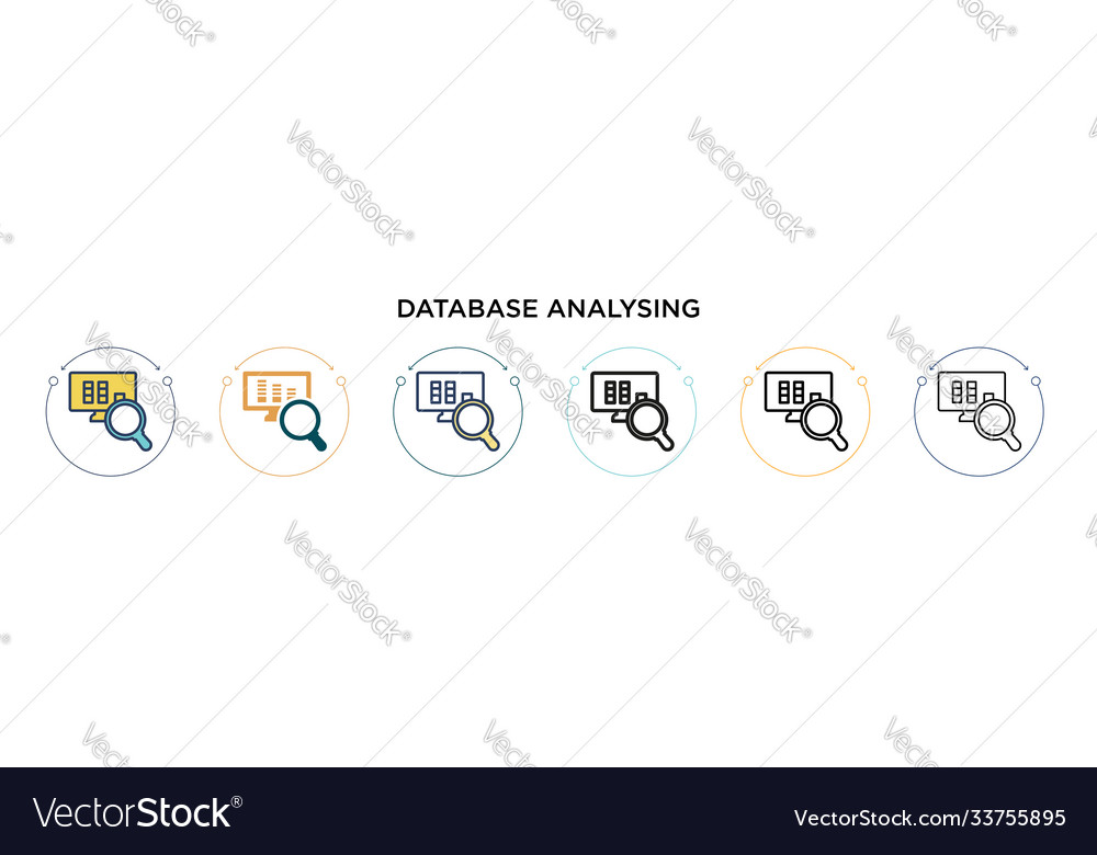 Database analysing icon in filled thin line vector image Database analysing icon in filled thin line