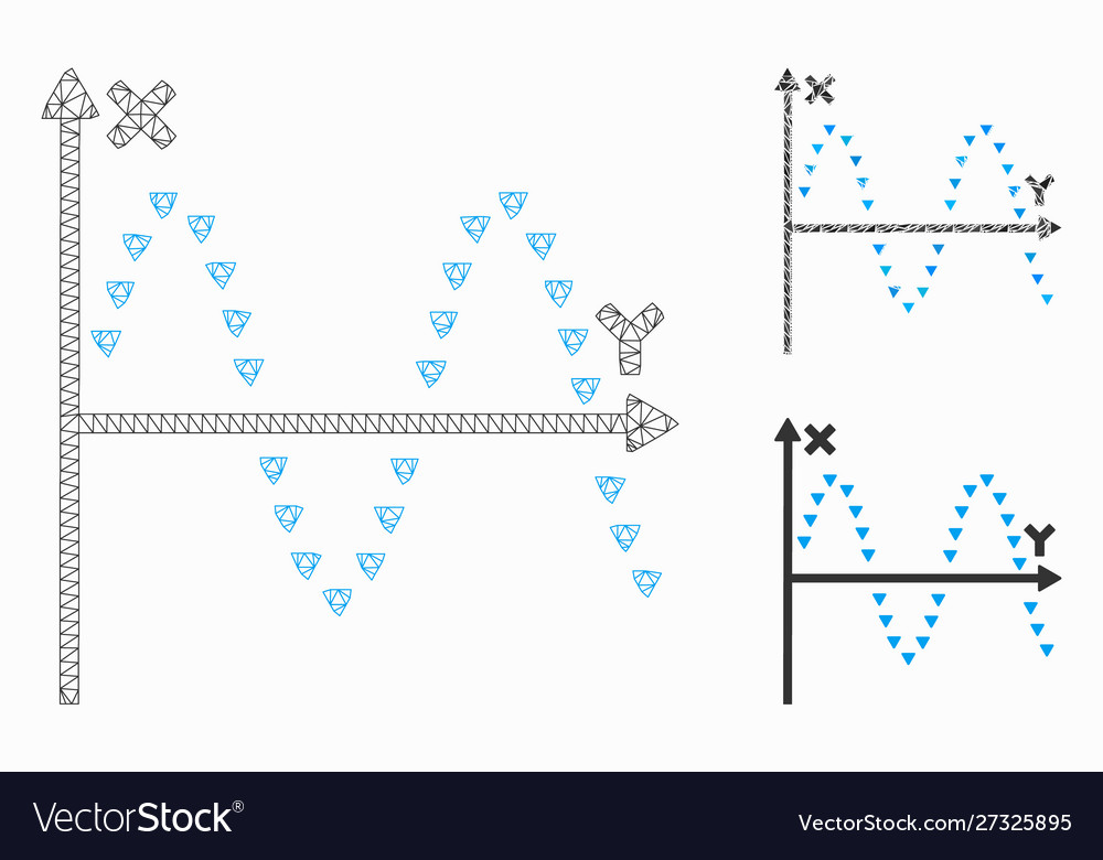 Dotted sine plot mesh 2d model and triangle vector image Dotted sine plot mesh 2d model and triangle