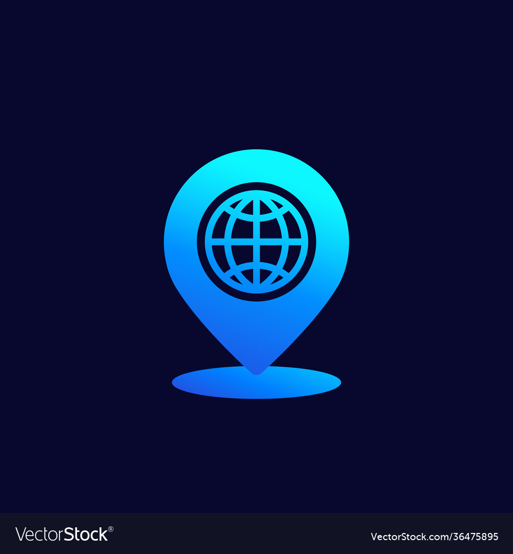Globe and pin marker icon for web