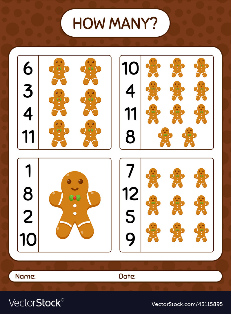 How many counting game with gingerbread cookie Vector Image How many counting game with gingerbread cookie