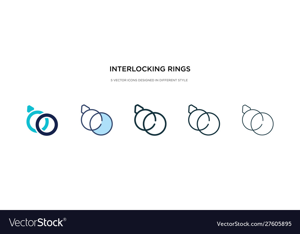 Interlocking rings icon in different style two vector image Interlocking rings icon in different style two