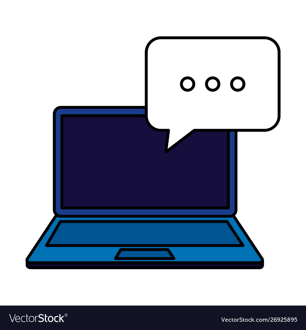 Laptop computer with speech bubble