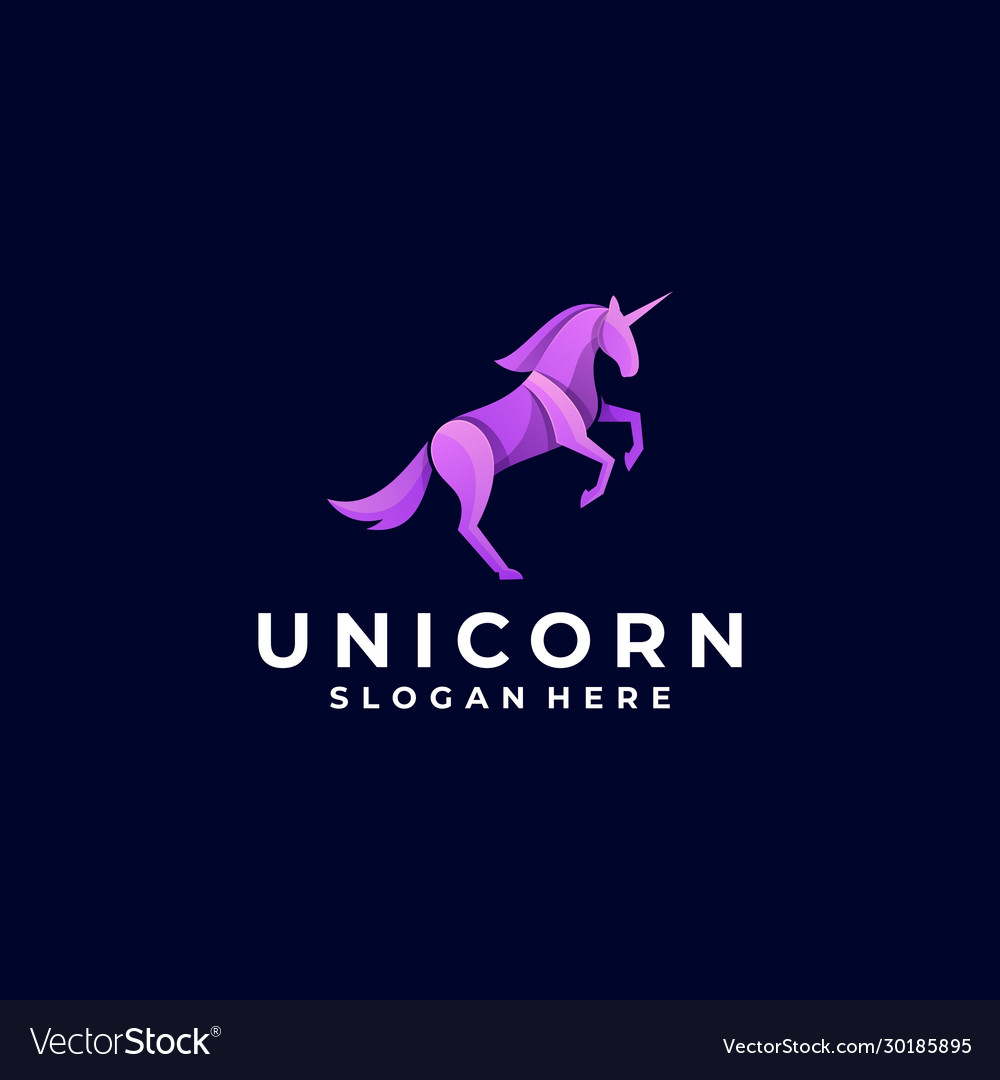 Logo unicorn jump gradient colorful style