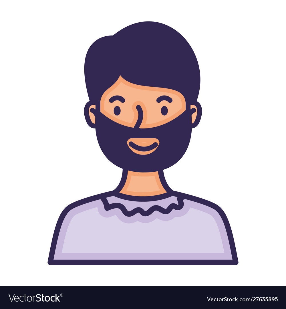 Man with beard avatar character fill style