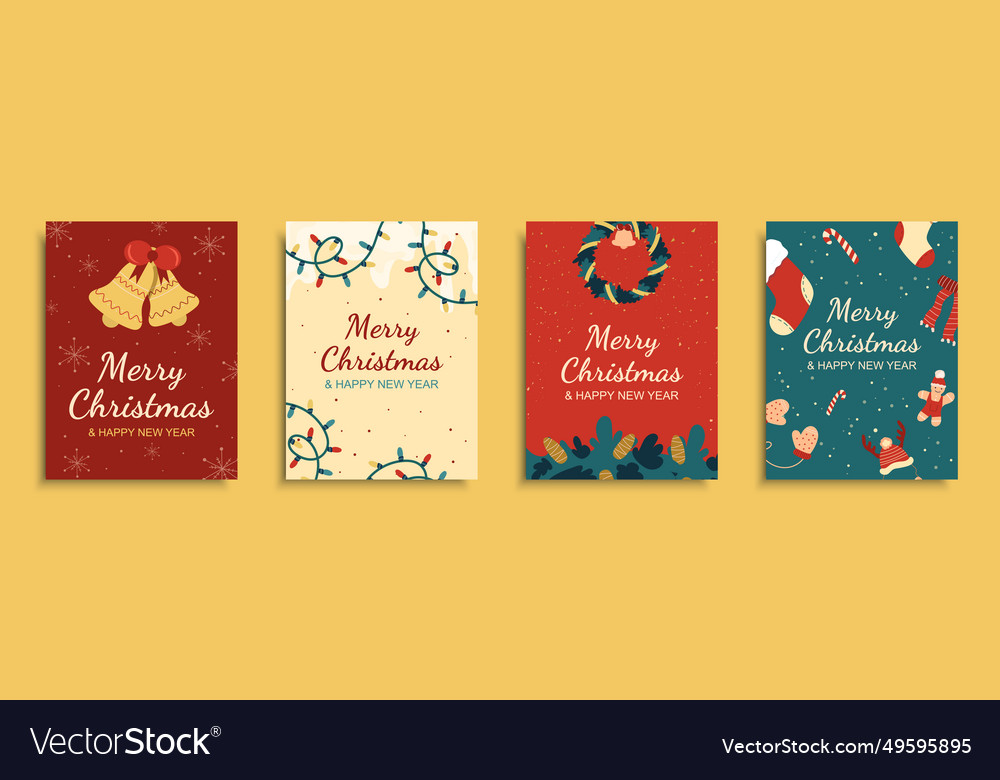 Merry christmas cover brochure set in flat design Vector Image