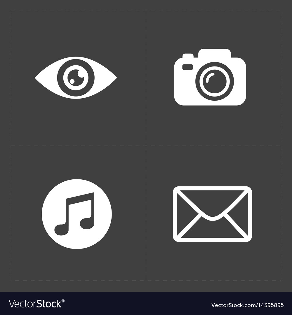 Modern flat social icons set on dark