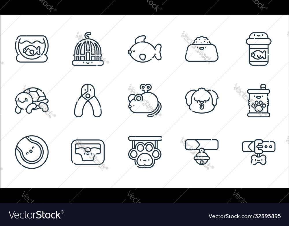 Pets line icons linear set quality