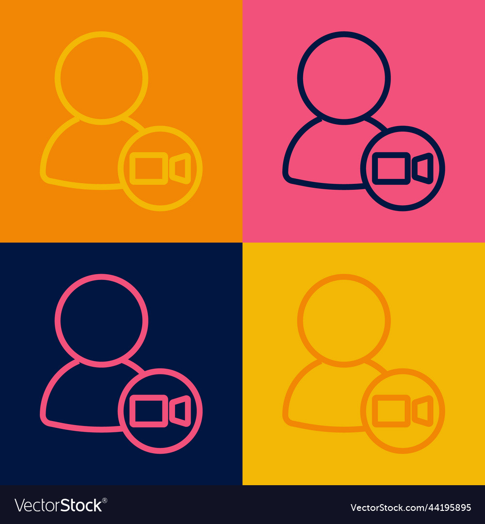 Pop art line video chat conference icon isolated vector image Pop art line video chat conference icon isolated
