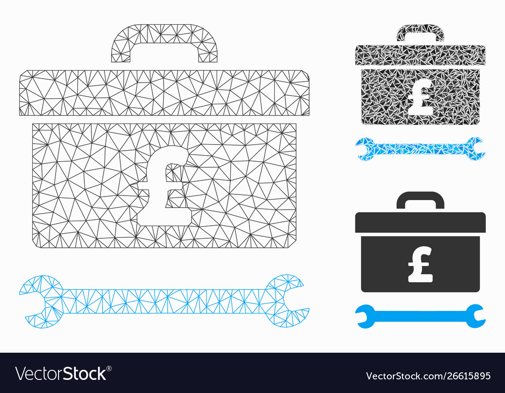 Pound toolbox mesh wire frame model vector image Pound toolbox mesh wire frame model
