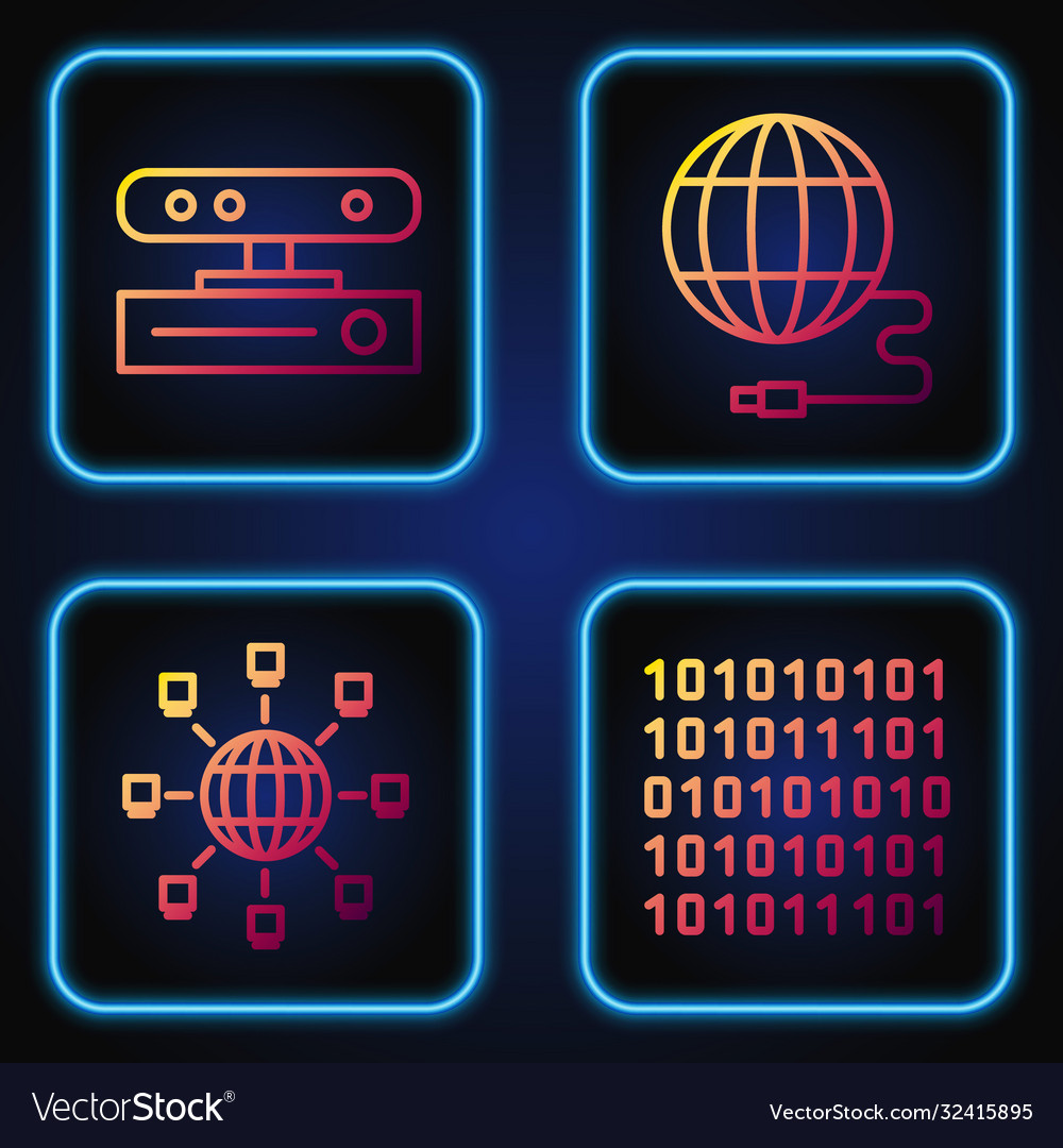 Set line binary code social network motion vector image Set line binary code social network motion