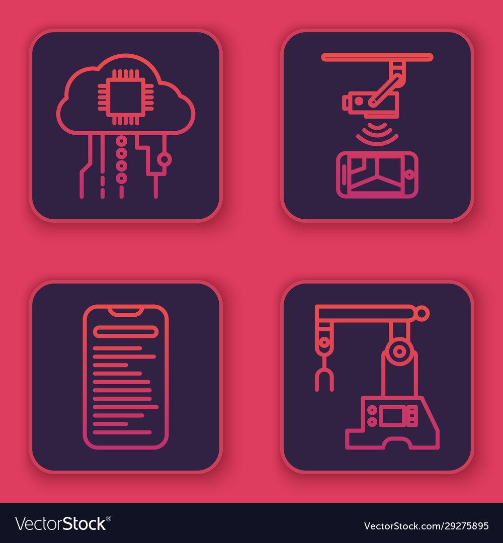 Set line internet things computer api vector image Set line internet things computer api