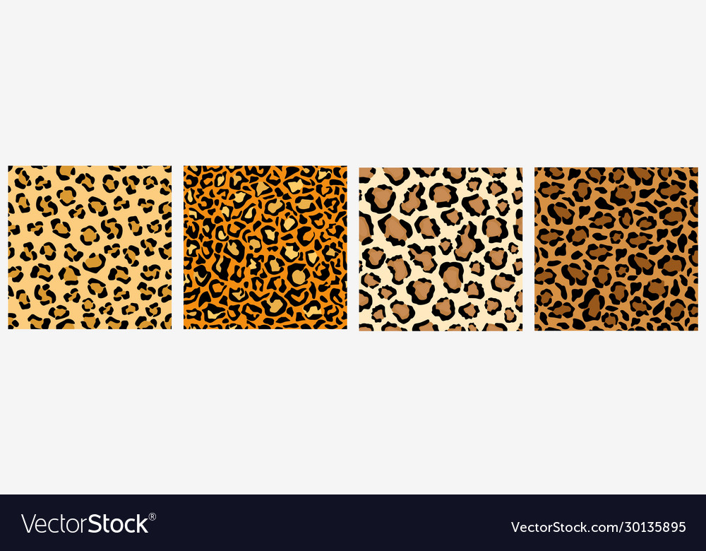 Set various leopard skin seamless pattern vector image Set various leopard skin seamless pattern