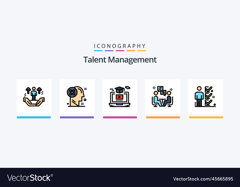 Talent Management Linie gefüllt 5 Icon Pack