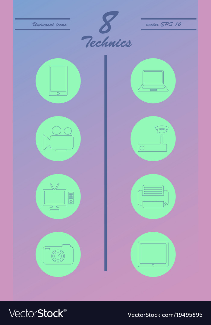 Unique thin line icons set of computer hardware