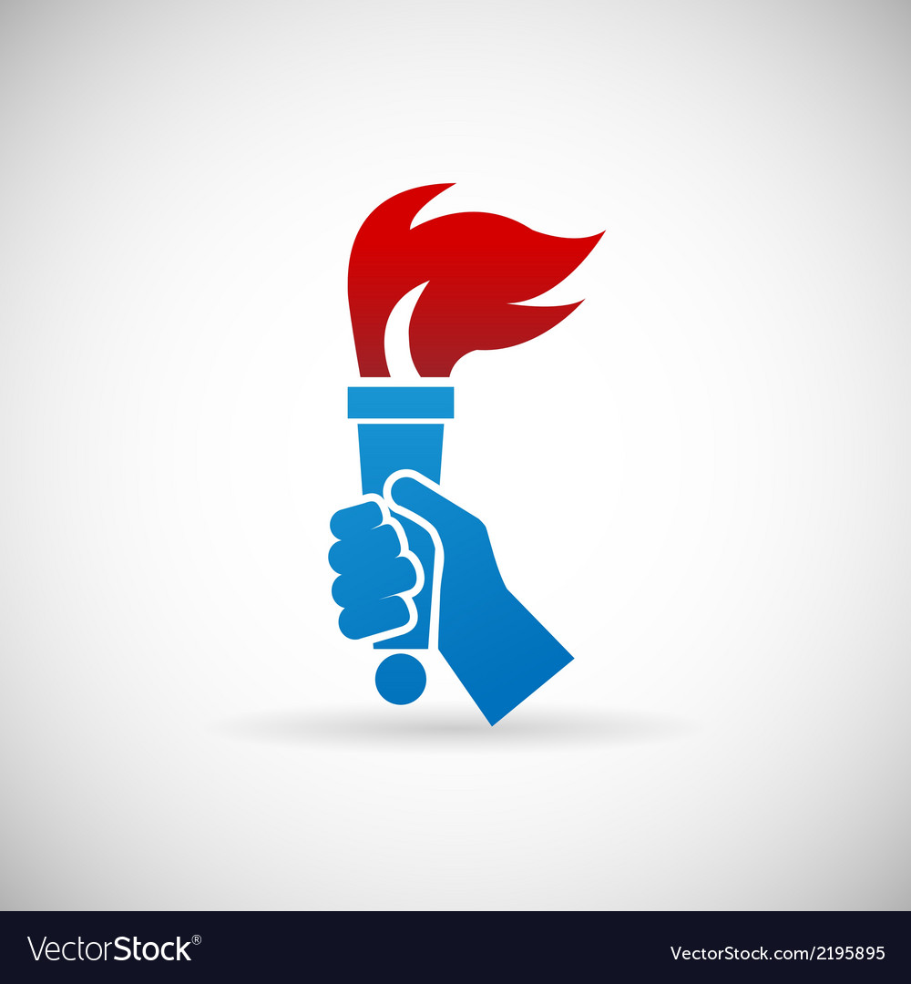 Victory Flame Symbol Hand Hold Fire Torch Icon Vector Image 