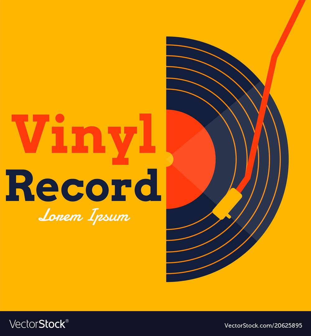 Vinyl record music with yellow background graphic Vector Image