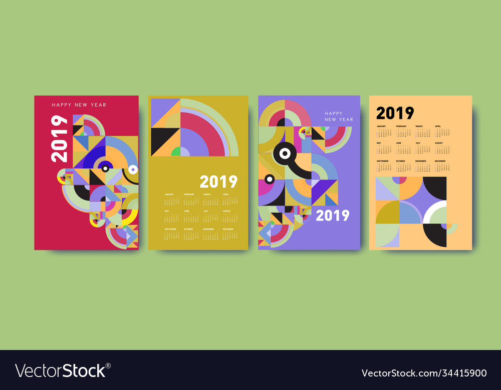 2021 calendar design template with colorful
