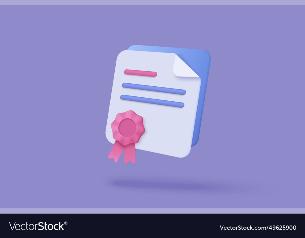 3d certificate or diploma icon with stamp
