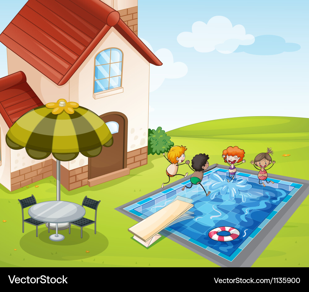 A house and kids Royalty Free Vector Image - VectorStock