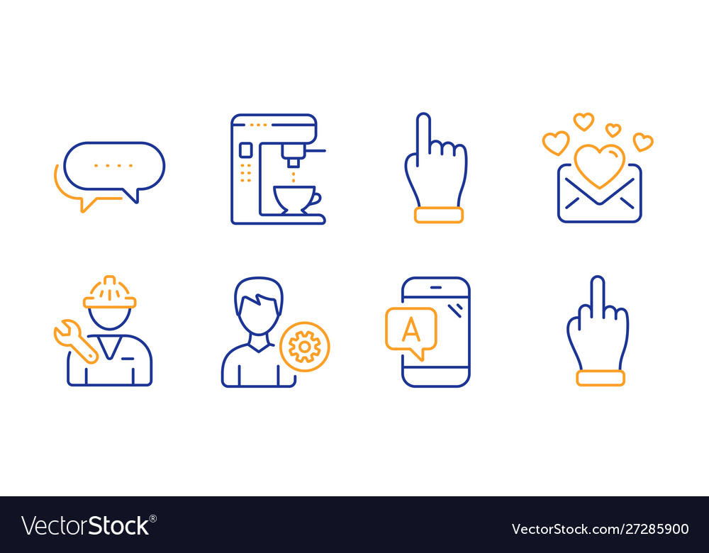 Ab testing support and coffee maker icons set
